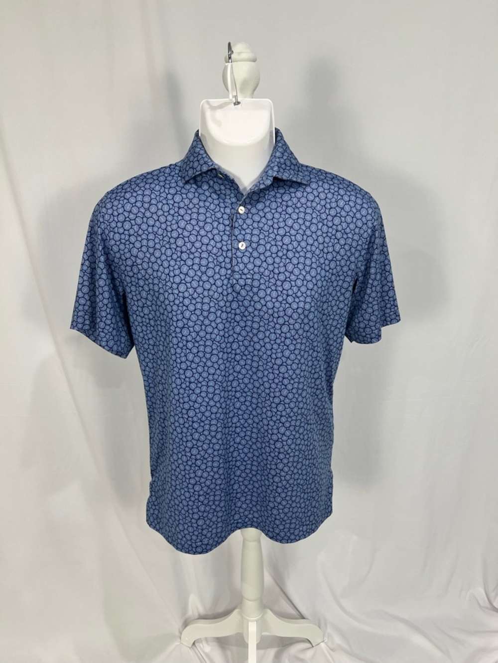 Peter Millar Blue Summer Comfort Speedometer Print Polo